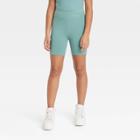 Girls' V-waist Bike Shorts - Art Class Turquoise Green