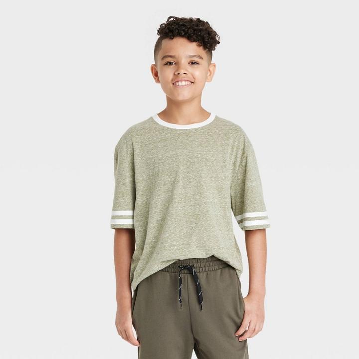 Boys' Striped Short Sleeve T-shirt - Art Class Olive