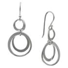 Target Women's Polished Double Circle Drop Earrings In Sterling Silver -