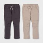 Toddler Boys' Straight Fit 2pk Pull-on Pants - Cat & Jack Black/khaki 18m, Boy's, Beige