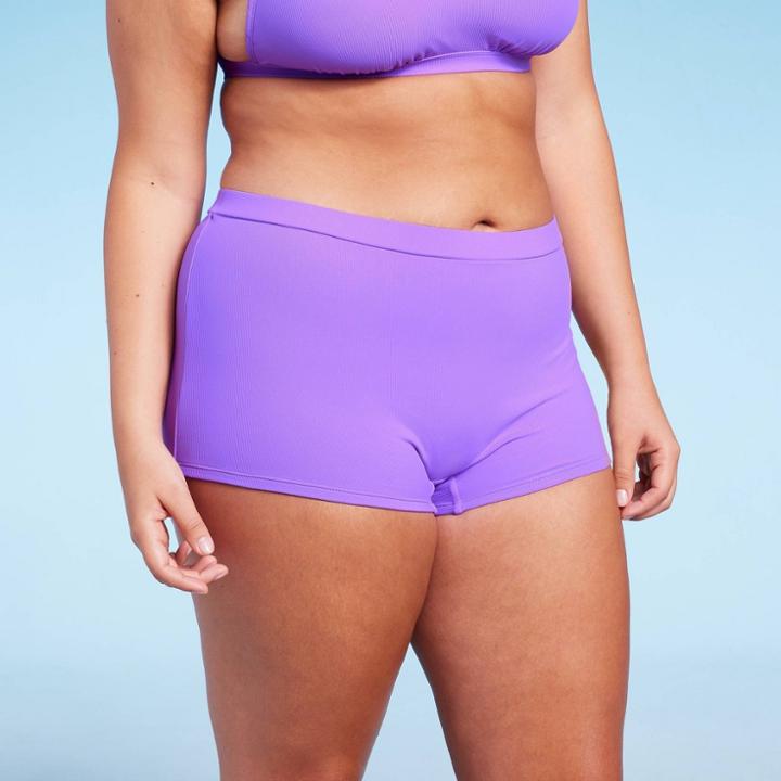 Women's Ribbed Low-rise Short Bikini Bottom - Wild Fable Purple Xxs