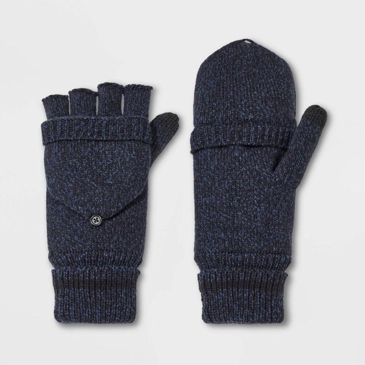 Men's Convertible Mittens With Fleece Lined - Goodfellow & Co Dark Blue