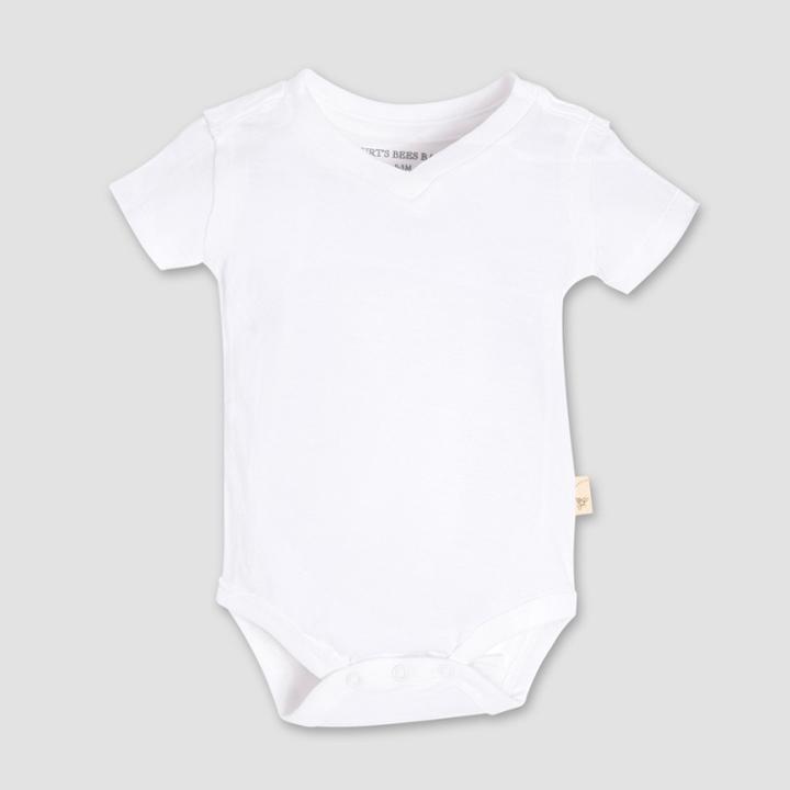 Burt's Bees Baby Short Sleeve V-neck Bodysuit - White