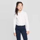 Girls' Uniform Long Sleeve Uniform Woven Blouse - Cat & Jack True White