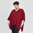 Women's Plus Turtleneck Pullover Poncho Wrap Jacket - A New Day Burgundy One Size, Women's, Red