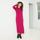 Women's Long Sleeve Rib Knit Dress - A New Day Dark Pink