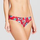 Social Angel Women's Floral Reversible Hipster Bikini Bottom - Red/navy
