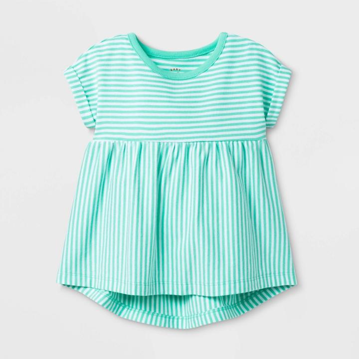 Petitebaby Girls' Short Sleeve Stripe Mix Top - Cat & Jack Green Newborn, Girl's