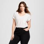 Women's Plus Size Monterey Pocket V-neck Short Sleeve T-shirt - Universal Thread White