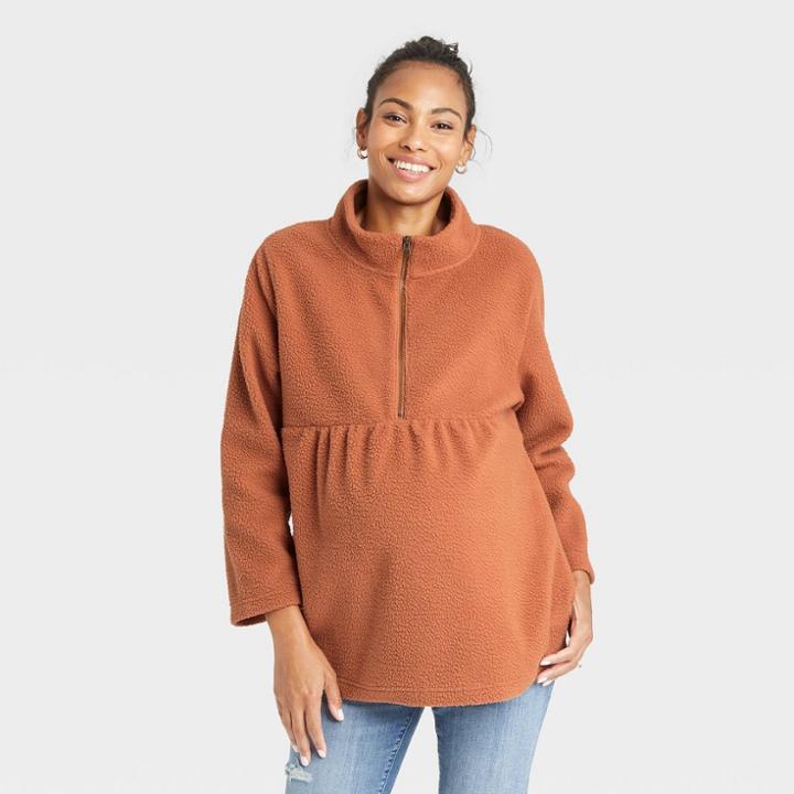 Sherpa Maternity Sweatshirt - Isabel Maternity By Ingrid & Isabel Orange