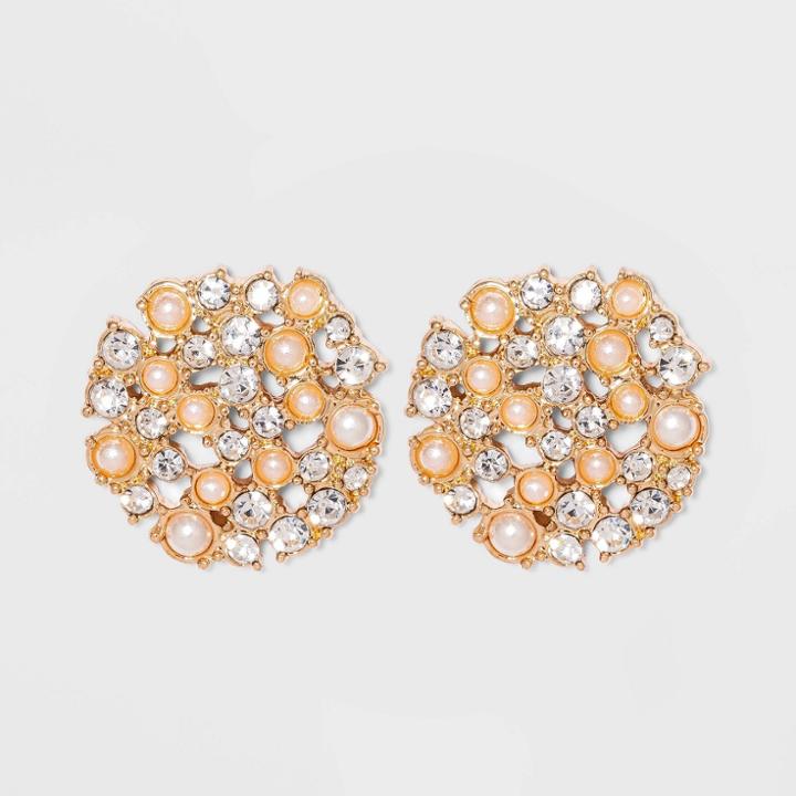 Sugarfix By Baublebar Two-tone Crystal Stud Earrings - Pearl, White