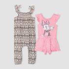 Disney Toddler Girls' 2pk Minnie Mouse Romper And Jumpsuit - Pink