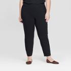 Women's Plus Size Pull-on Skinny Ankle Pants - Ava & Viv Black