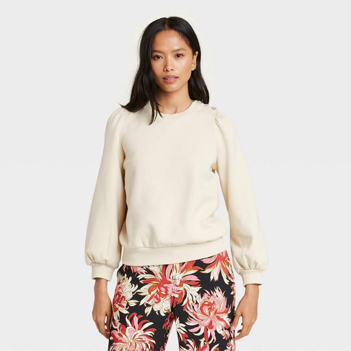 Women's Crewneck Sweatshirt - Who What Wear Cream