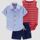 Carter's Just One You Baby Boys' 3pc Plaid Top & Bottom Set - Navy/red