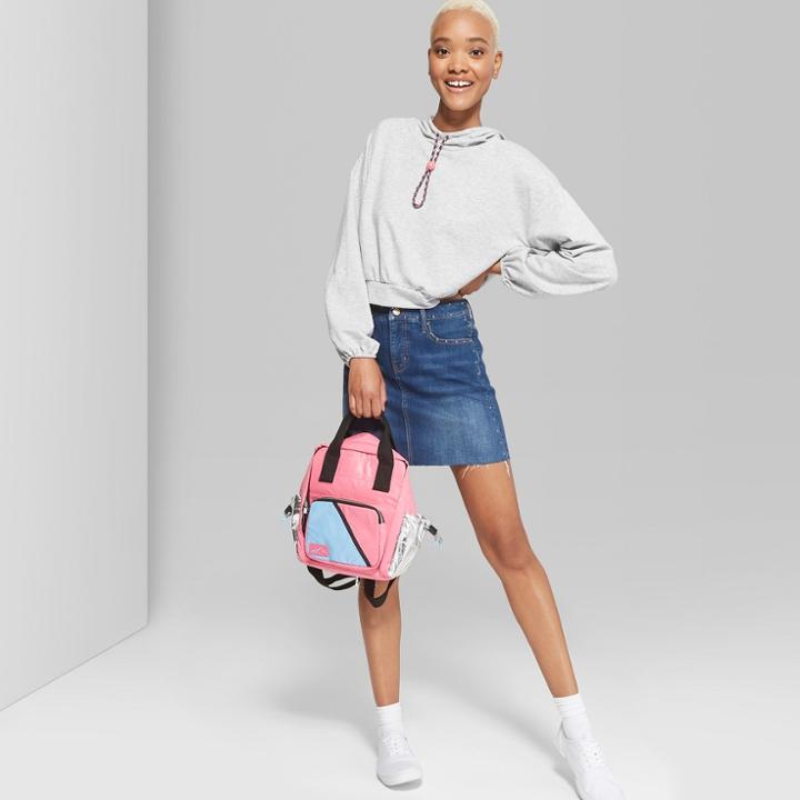 Women's Cropped Balloon Sleeve Hoodie - Wild Fable Heather Grey