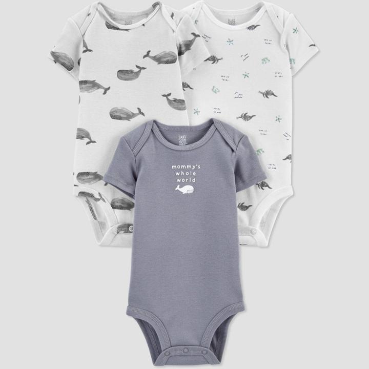Baby Boys' 3pk Sea Creatures Bodysuit - Just One You Made By Carter's White/gray Newborn