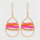 Pink And Gold Beaded Wire Hoop Earrings - A New Day Pink