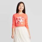 Girls' Long Sleeve Cat Graphic T-shirt - Cat & Jack Orange L, Girl's,