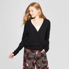 Women's V-neck Ribbed Pullover Sweater - A New Day Black