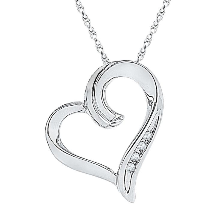 Target 1/20 Ct. T.w. Round Diamond Nick Set Heart Pendant In Sterling Silver (ij-i2-i3) (18), Women's, White