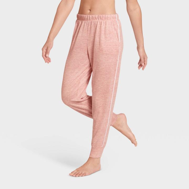 Jockey Generation Women's Retro Vibes Ribbed Jogger Pajama Pants - Sea Shell Rose S, Blue White Pink