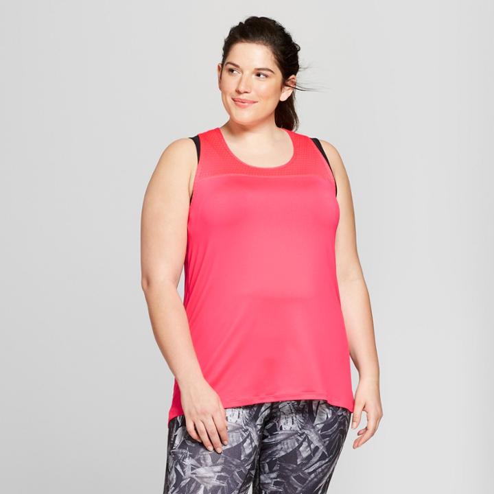 Women's Plus-size Mesh Block Long Tank Top - C9 Champion Razzle Pink