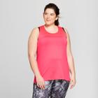 Women's Plus-size Mesh Block Long Tank Top - C9 Champion Razzle Pink
