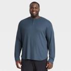 Men's Big & Tall Waffle-knit Henley Long Sleeve T-shirt - All In Motion Navy