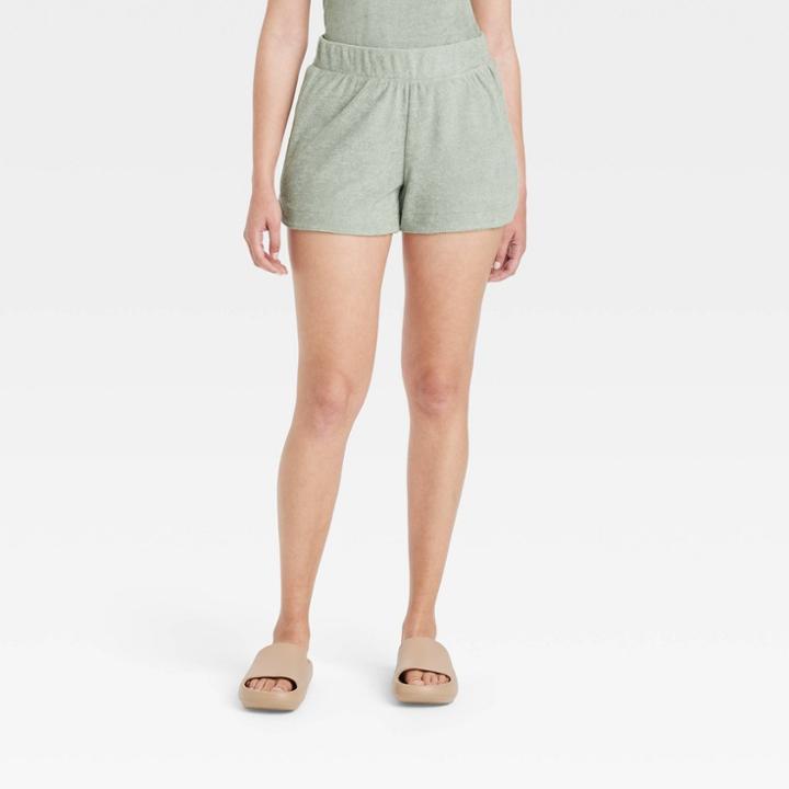 Women's Mid-rise Pull-on Shorts - A New Day Green