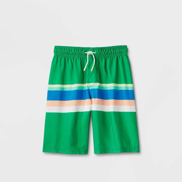 Boys' Adaptive Woven Swim Trunk - Cat & Jack Green