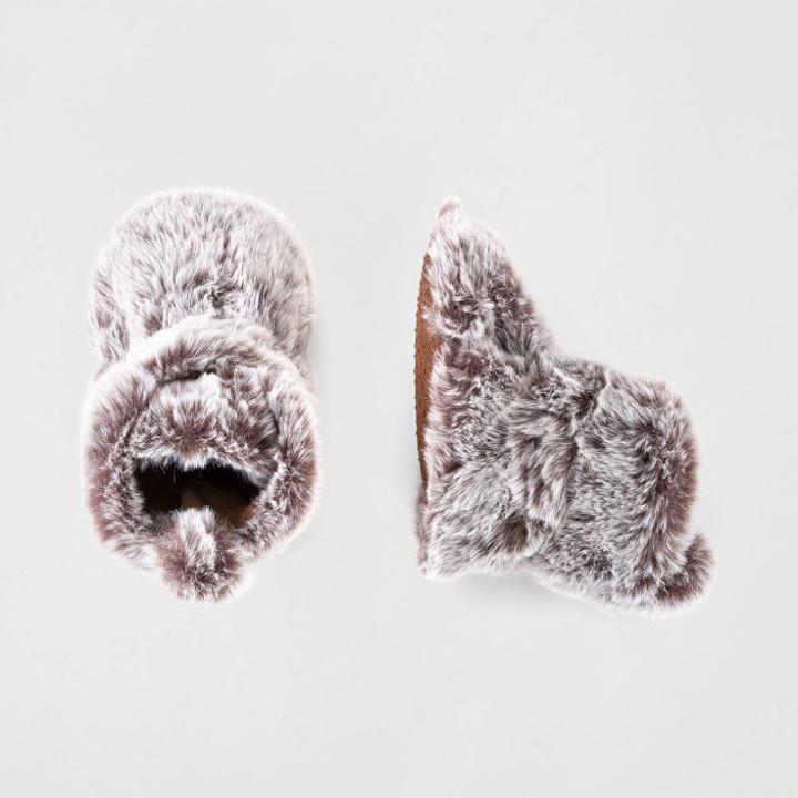 Baby Faux Fur Bootie Slippers - Cat & Jack Brown