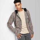 Adult Woven Checked Hooded Button-down Shirt - Original Use Brown