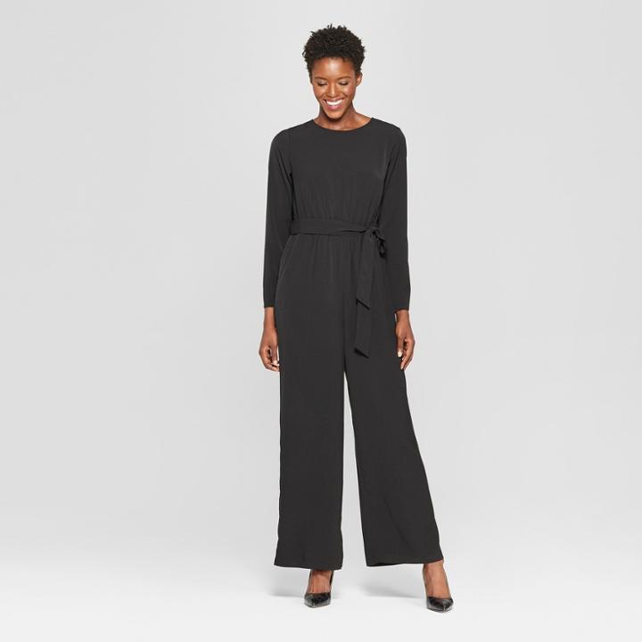 Women's Long Sleeve Crew Neck Jumpsuit - Who What Wear Black