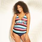 Maternity Striped Ruffle Maternity Tankini - Sea Angel - Victorian Stripe Xxl,