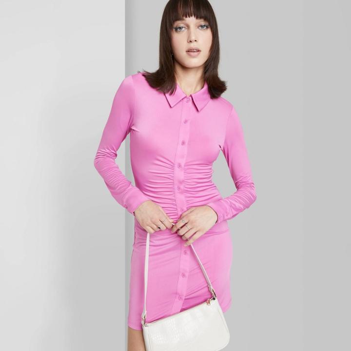 Women's Long Sleeve Button-front Knit Dress - Wild Fable