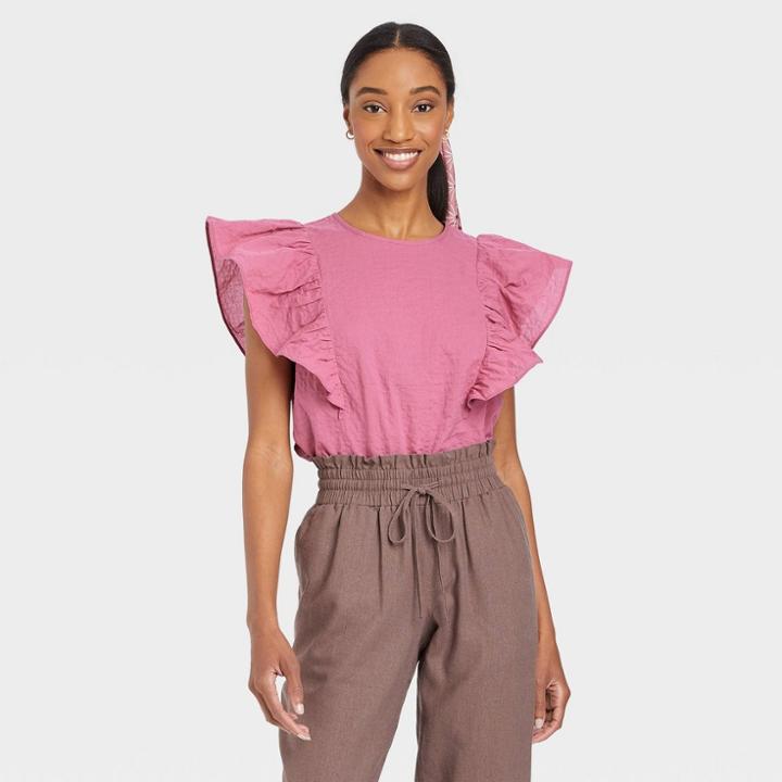 Women's Flutter Sleeve Tank Top - A New Day Purple