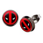 Marvel Deadpool Logo Stainless Steel Stud Earrings - Black, Adult Unisex