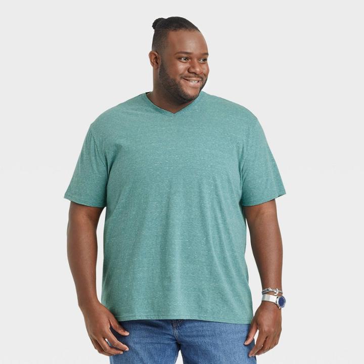 Men's Tall Standard Fit Short Sleeve V-neck T-shirt - Goodfellow & Co Green