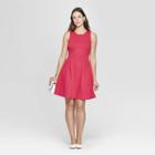Women's Relaxed Fit Sleeveless Crew Neck Fit And Flare Ponte Dress - A New Day Dark Pink