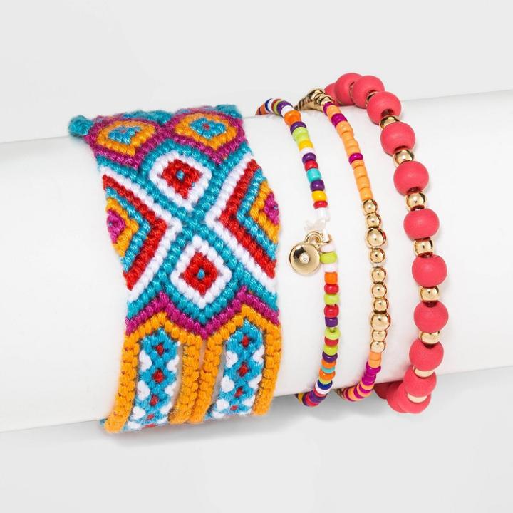 Beaded Multi Friendship Bracelet Set - Wild Fable Pink