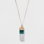 Semi Precious Long Pendant Necklace - Universal Thread Green, Green/light Gold