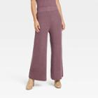 Women's High-rise Ribbed Sweater Wide Leg Pants - A New Day Purple