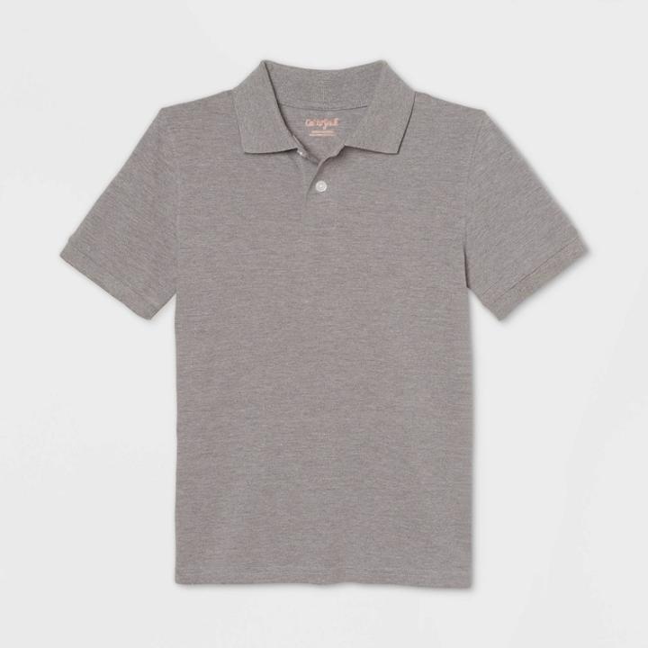 Petiteboys' Short Sleeve Stretch Pique Uniform Polo Shirt - Cat & Jack Charcoal Gray