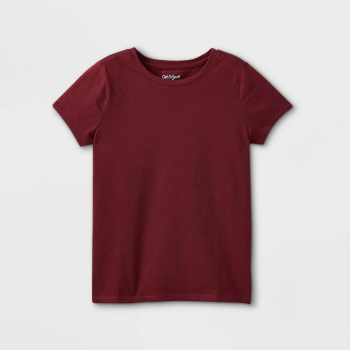 Girls' Short Sleeve T-shirt - Cat & Jack Burgundy