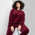 Women's Plus Size Velour Pullover Sweatshirt - Wild Fable Burgundy