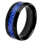 Men's Crucible Black-plated Stainless Steel Carbon Fiber Inlay Band - Blue (12), Black Blue