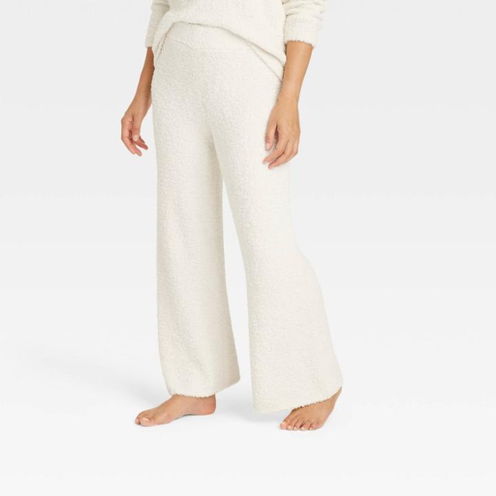 Women's Cozy Feather Yarn Wide Leg Pants - Stars Above Cream