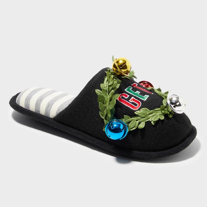 Dluxe By Dearfoams Slide Slippers - Black S, Adult Unisex, Black Green Red