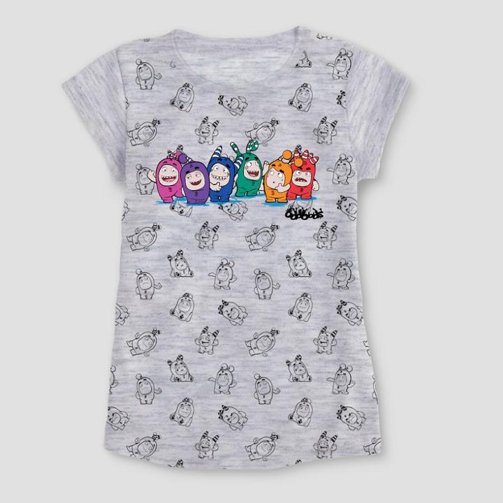 Girls' Oddbods Graphic Short Sleeve T-shirt - Heather Gray